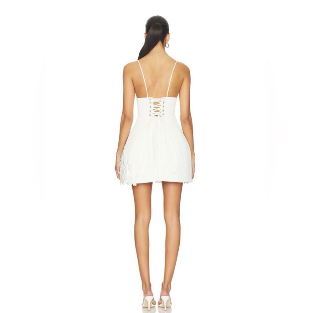 New BRONX BANCO Emma White Floral Appliqué Strap Mini Wedding Bridal Dress, L - Picture 7 of 15